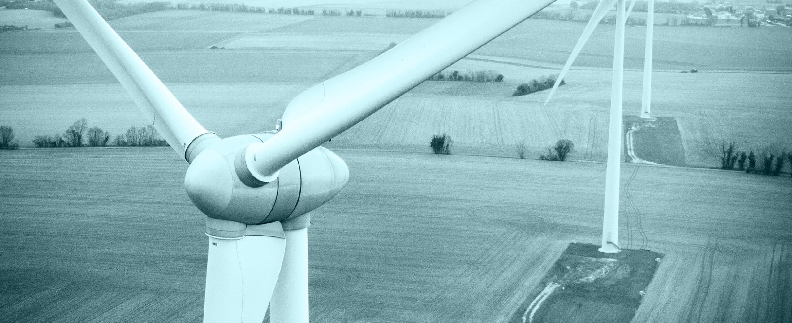 High shot of wind turbines