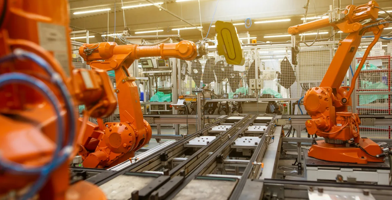 robots working on a production line
